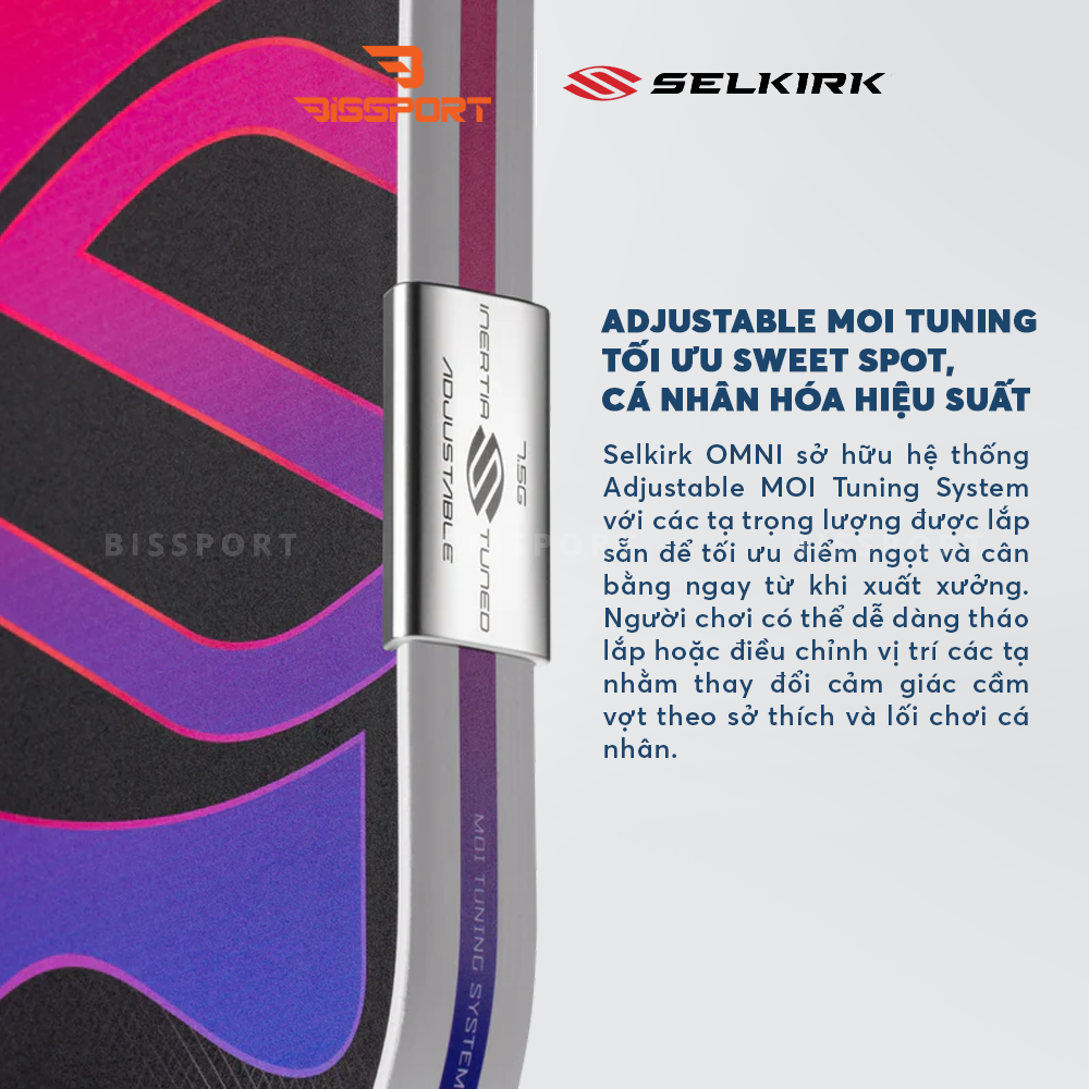 Vợt Pickleball Selkirk OMNI Chính Hãng - Elongate - Tím - Lõi Foam - Tăng Độ Ổn Định - Mặt Carbon Bền Bỉ - Ổn Định